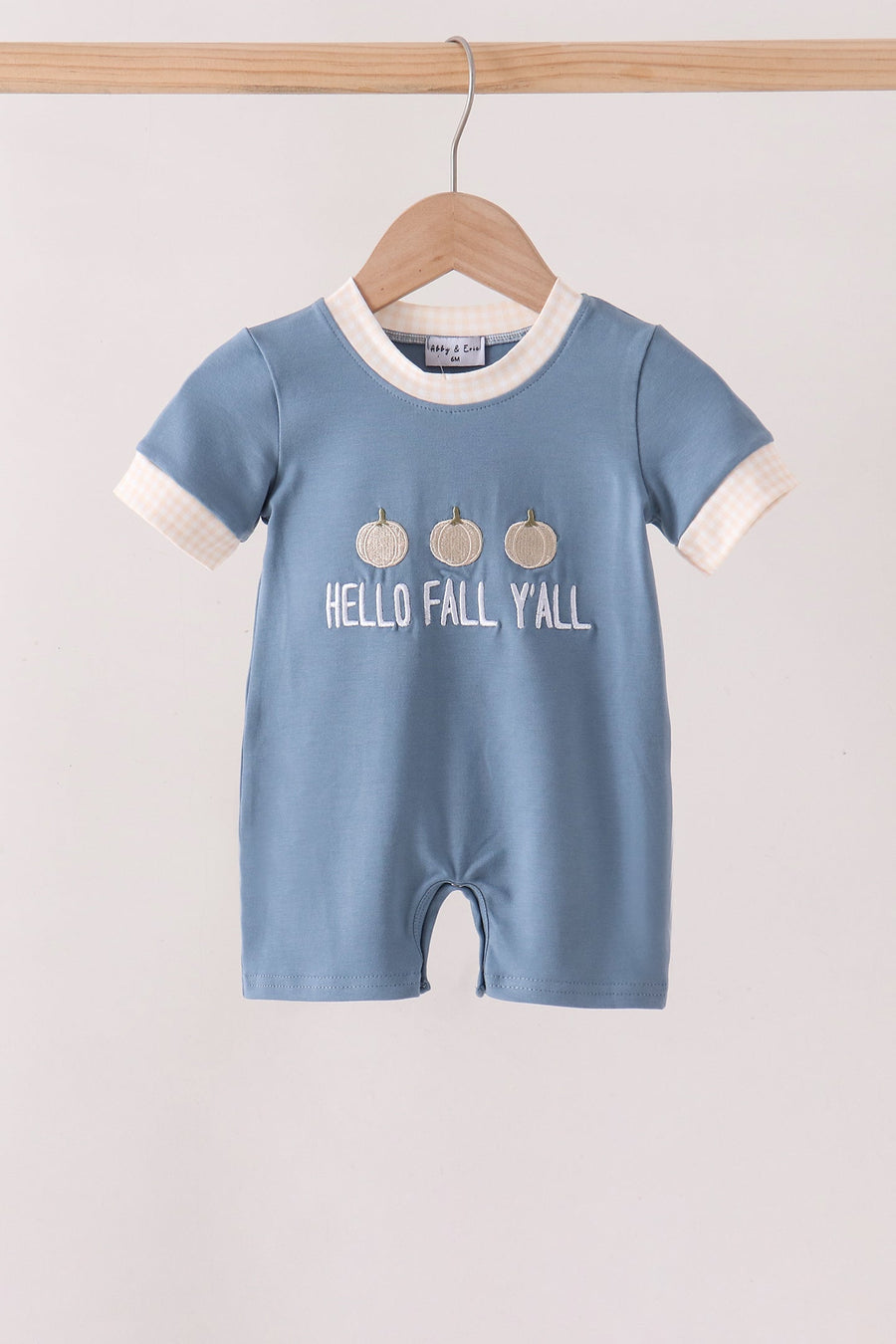 Blue Hallo Fall Y'ALL Pumpkin Romper