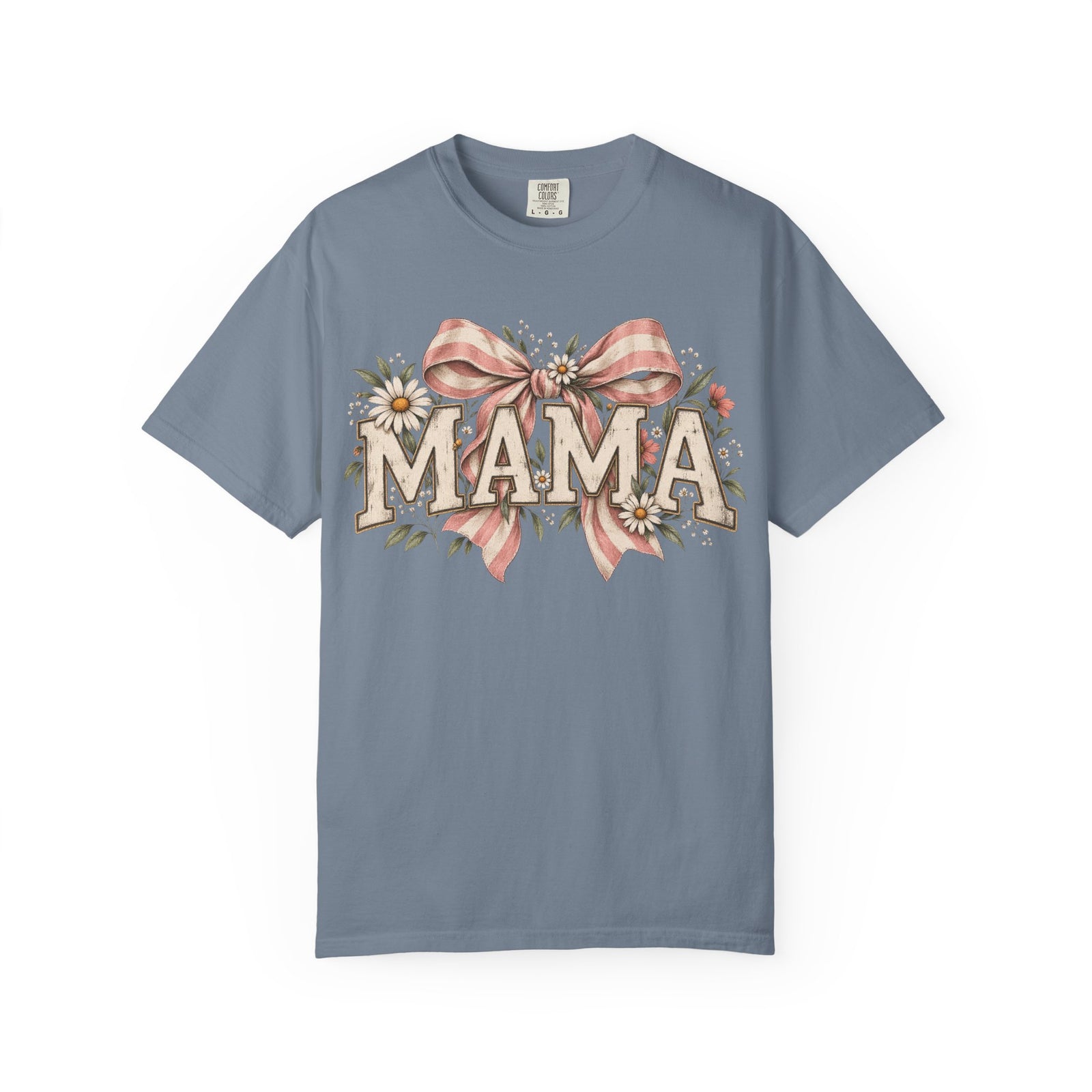 Mama floral lettering T-Shirt | bow and daisies design