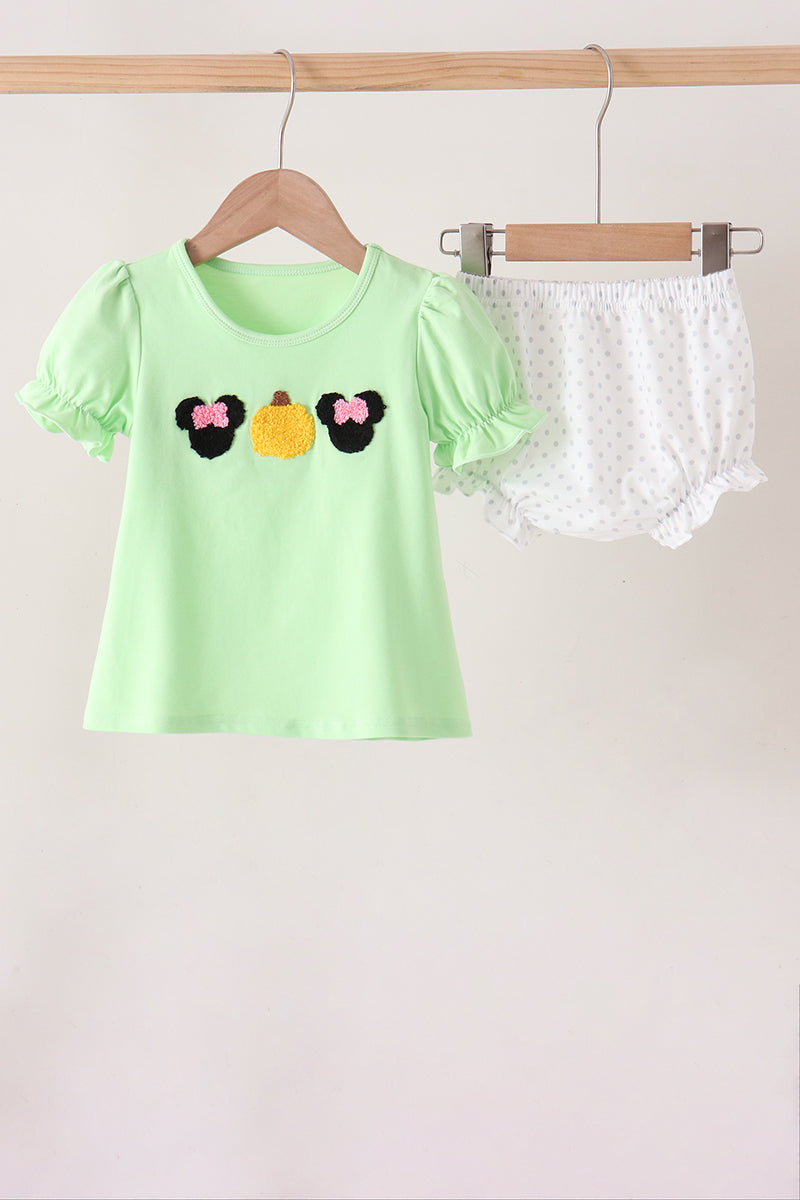 Light green french knot bloomer set