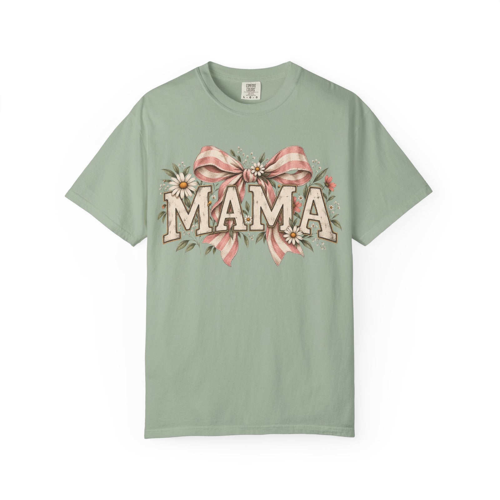 Mama floral lettering T-Shirt | bow and daisies design