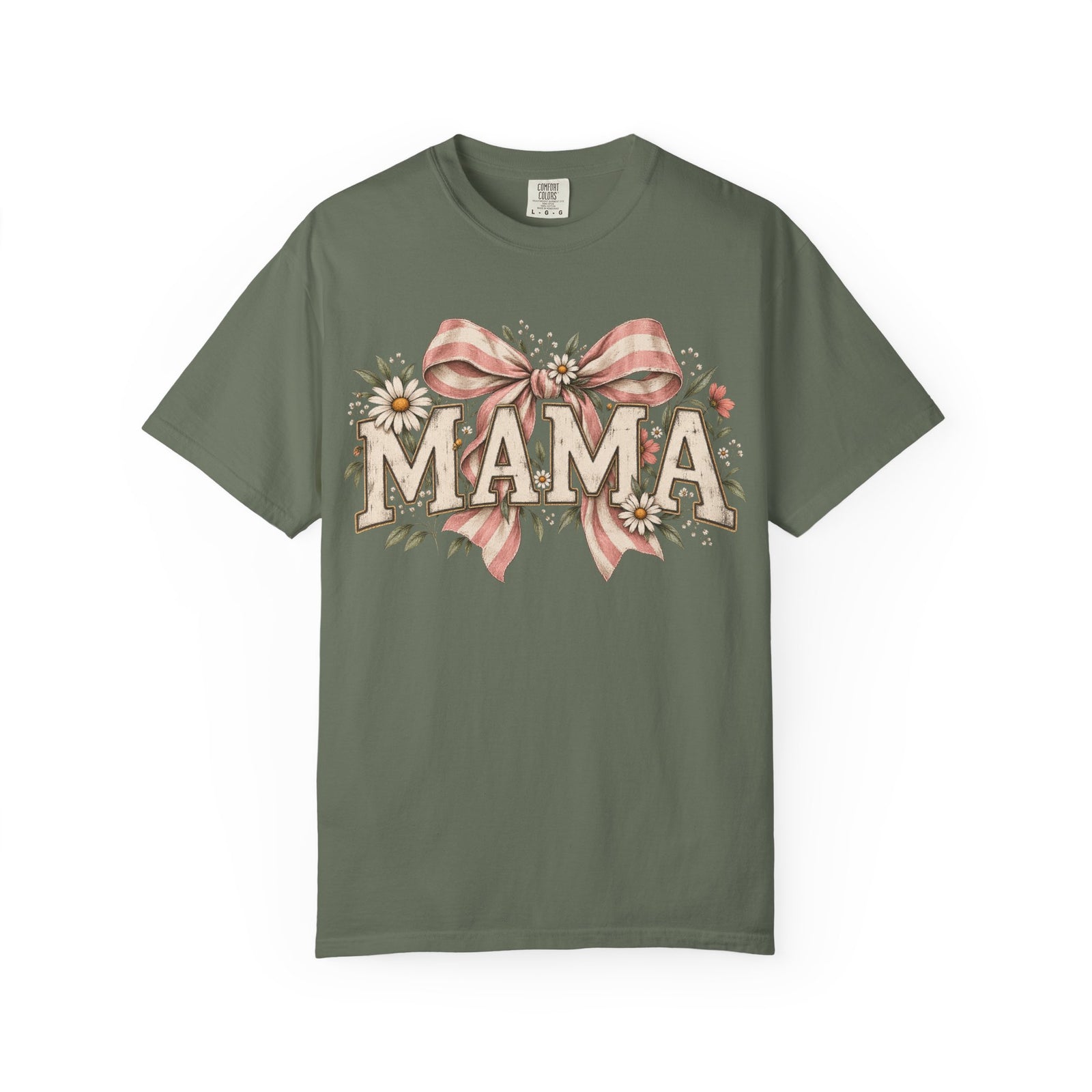 Mama floral lettering T-Shirt | bow and daisies design
