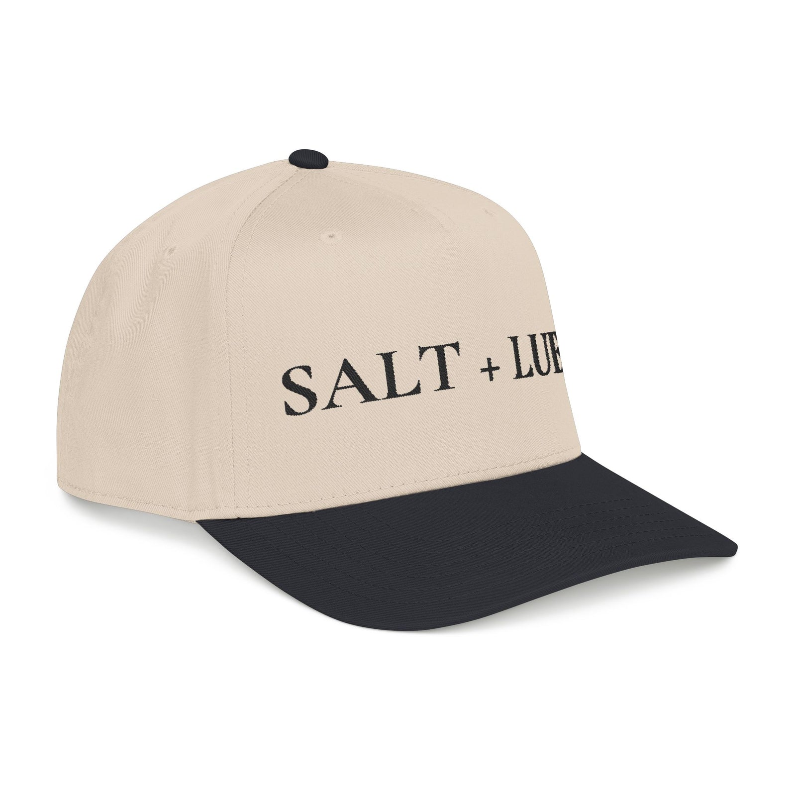 Salt + Lue Baseball Cap — Vintage Logo Mid-Profile Trucker Hat