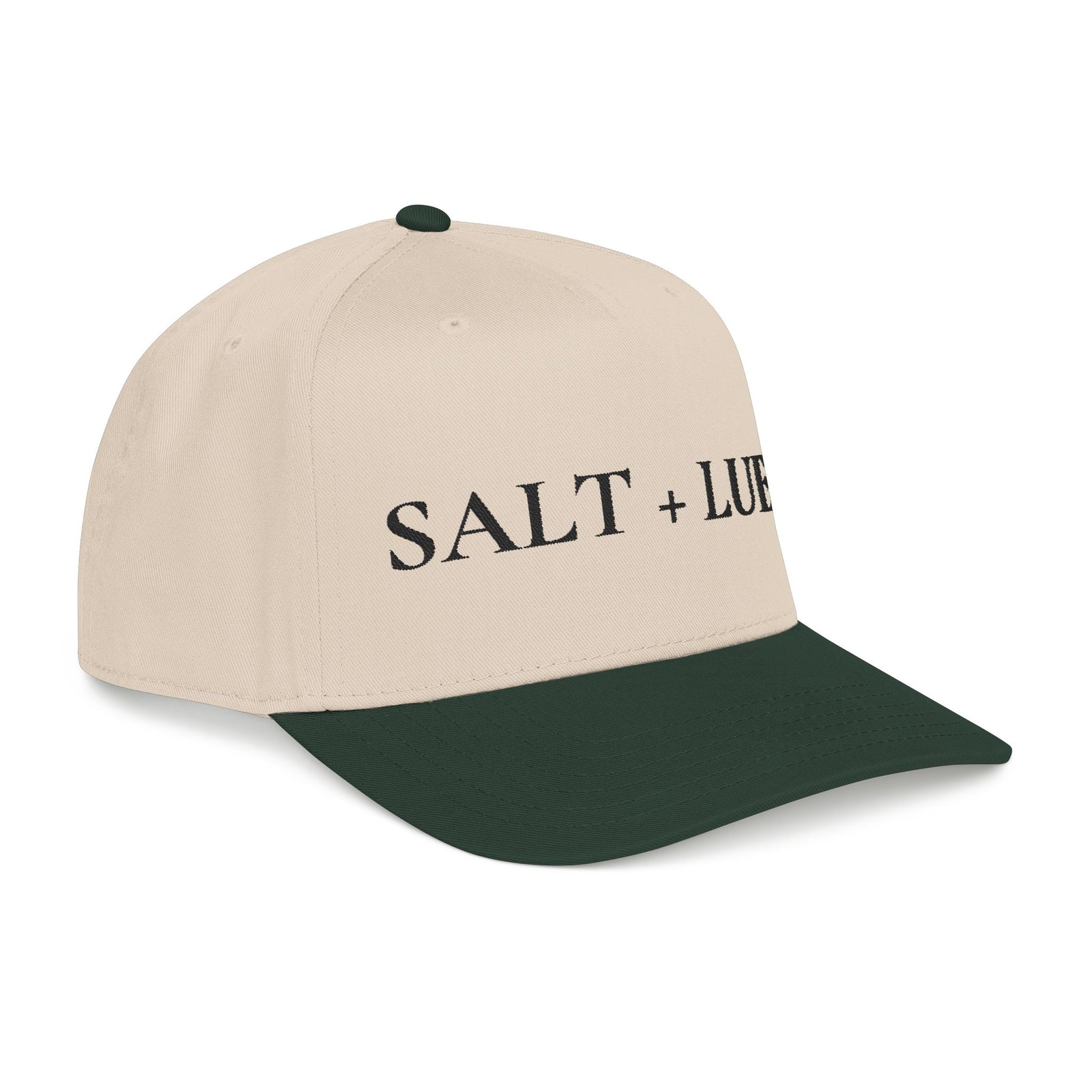 Salt + Lue Baseball Cap — Vintage Logo Mid-Profile Trucker Hat