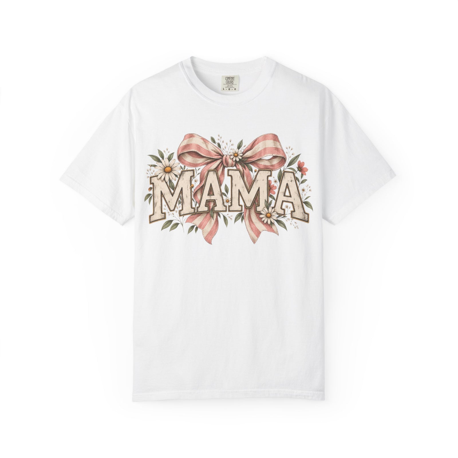 Mama floral lettering T-Shirt | bow and daisies design