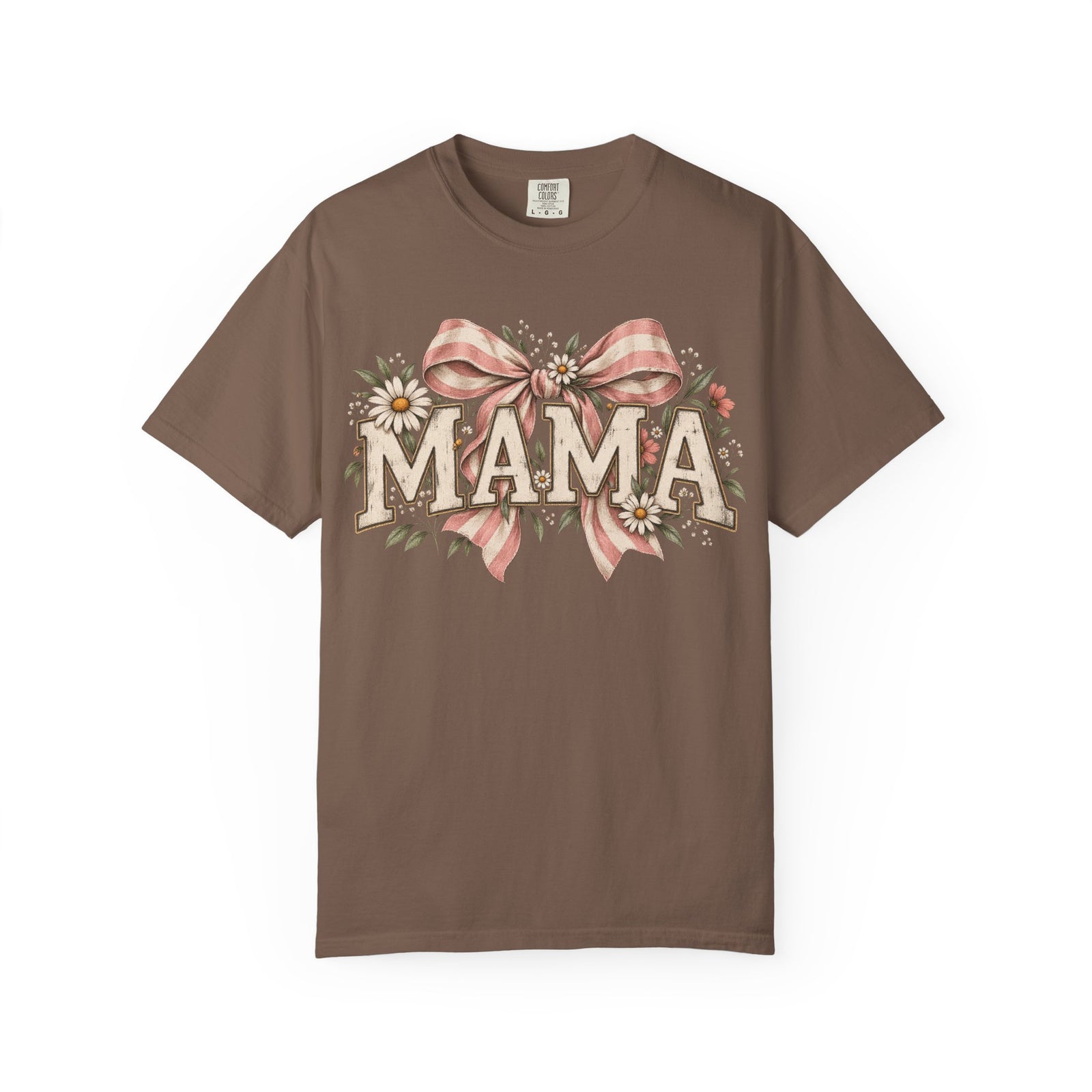 Mama floral lettering T-Shirt | bow and daisies design