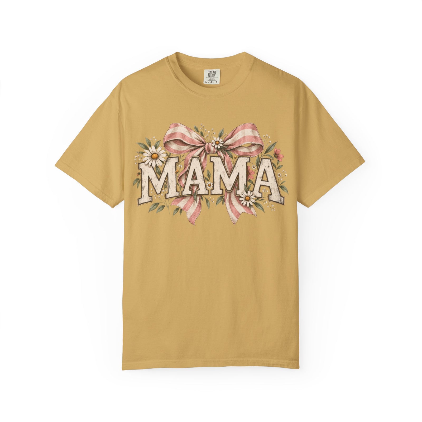 Mama floral lettering T-Shirt | bow and daisies design