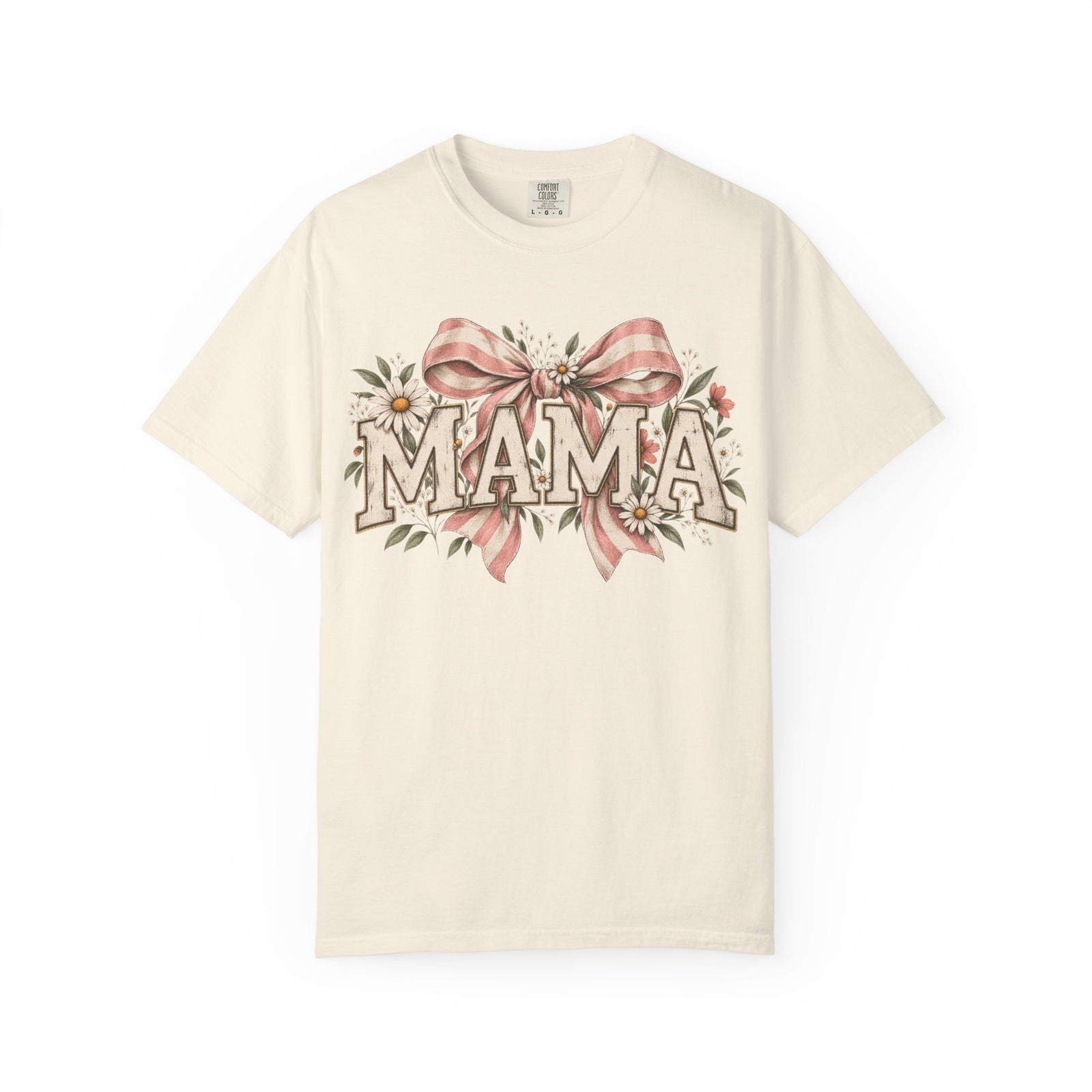 Mama floral lettering T-Shirt | bow and daisies design