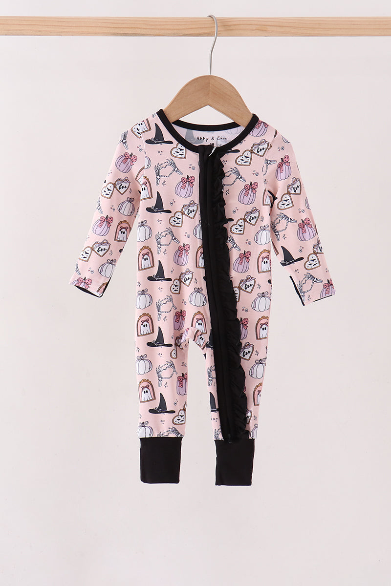 Pink Spooky bamboo ruffle romper