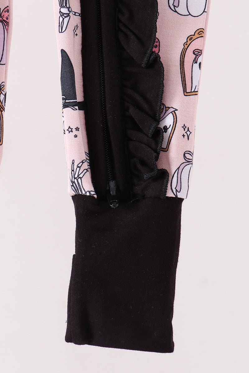 Pink Spooky bamboo ruffle romper