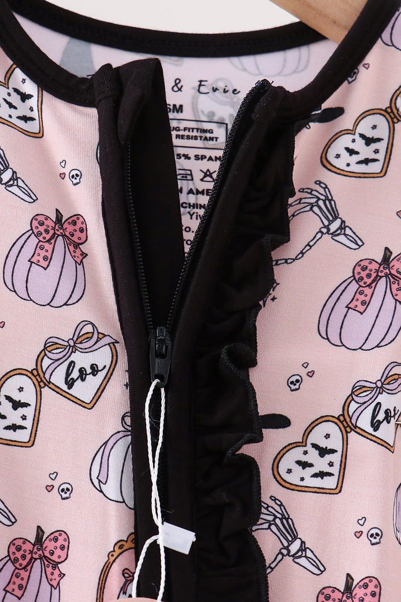 Pink Spooky bamboo ruffle romper