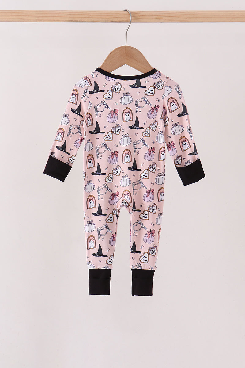 Pink Spooky bamboo ruffle romper