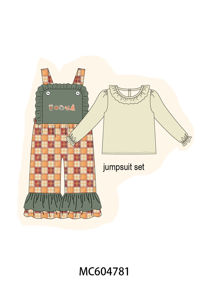 Green Pumpkin Embroider jumpsuit set